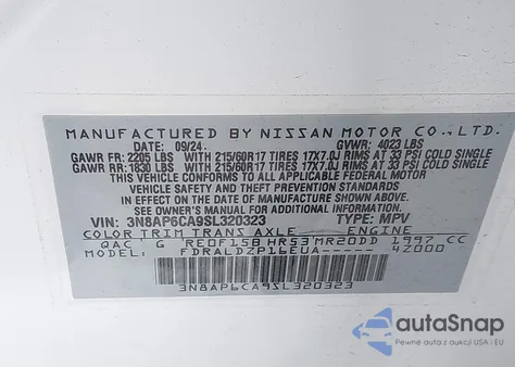2025 Nissan Kicks Sv Fwd z USA, uszkodzony, nr VIN 3N8AP6CA9SL320323